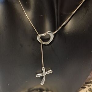 Premier Designs Silver Tone Heart and Cross Loredo Necklace